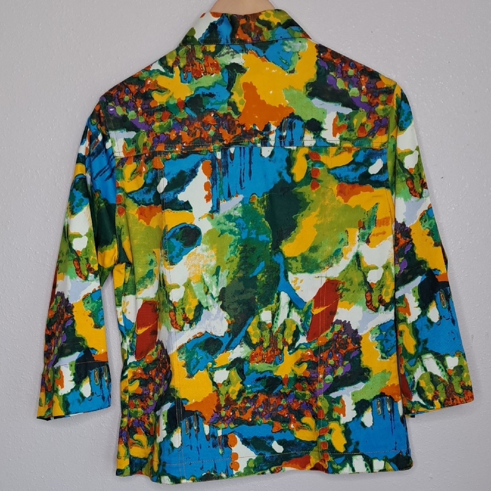 Vintage Women’s Kaktus Art To Wear Cotton Soft Denim Multicolored Jacket Size M - Picture 4 of 14